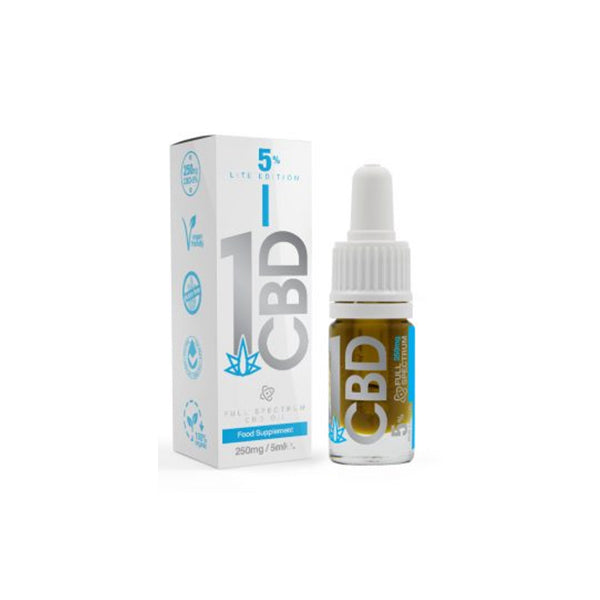 1CBD 5% Pure Hemp 250mg CBD Oil Lite Edition 5ml | 1CBD | CBD Products