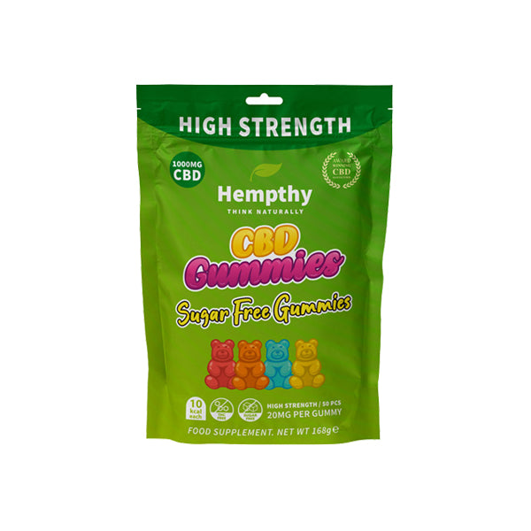 Hempthy 1000mg CBD Sugar Free Gummies - 50 Pieces | Hempthy | CBD Products