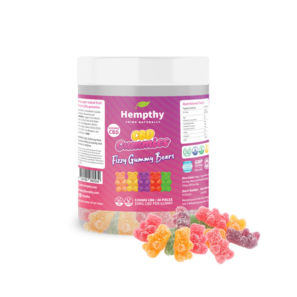 Hempthy 1200mg CBD Fizzy Gummy Bears - 40 pieces | Hempthy | CBD Products