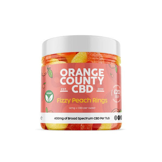 Orange County CBD 1200mg CBD Fizzy Peach Rings - Small Tub | Orange County | CBD Products
