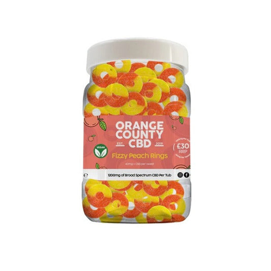 Orange County CBD 1600mg CBD Fizzy Peach Rings - Large Tub | Orange County | CBD Products